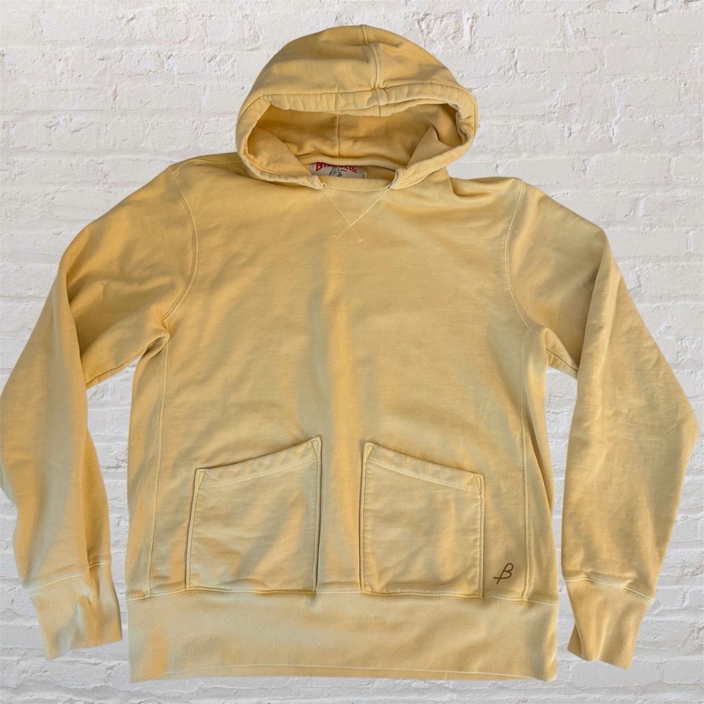 Birdwell Beach Britches Hoodie Mens Medium Yellow Pullover Sweatshirt Pockets